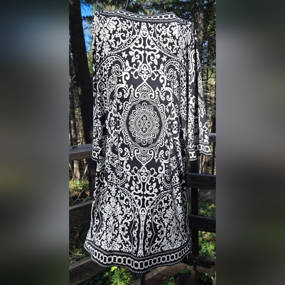 Loft petite Black & White Women's dress/tunic szMP - Picture 6 of 8